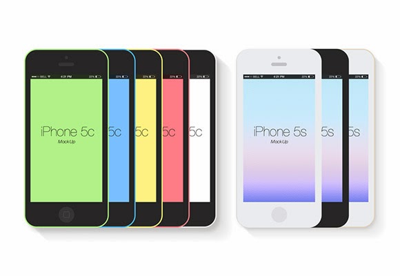 Flat iPhone 5c Mockups Flat iPhone 5c Mockups