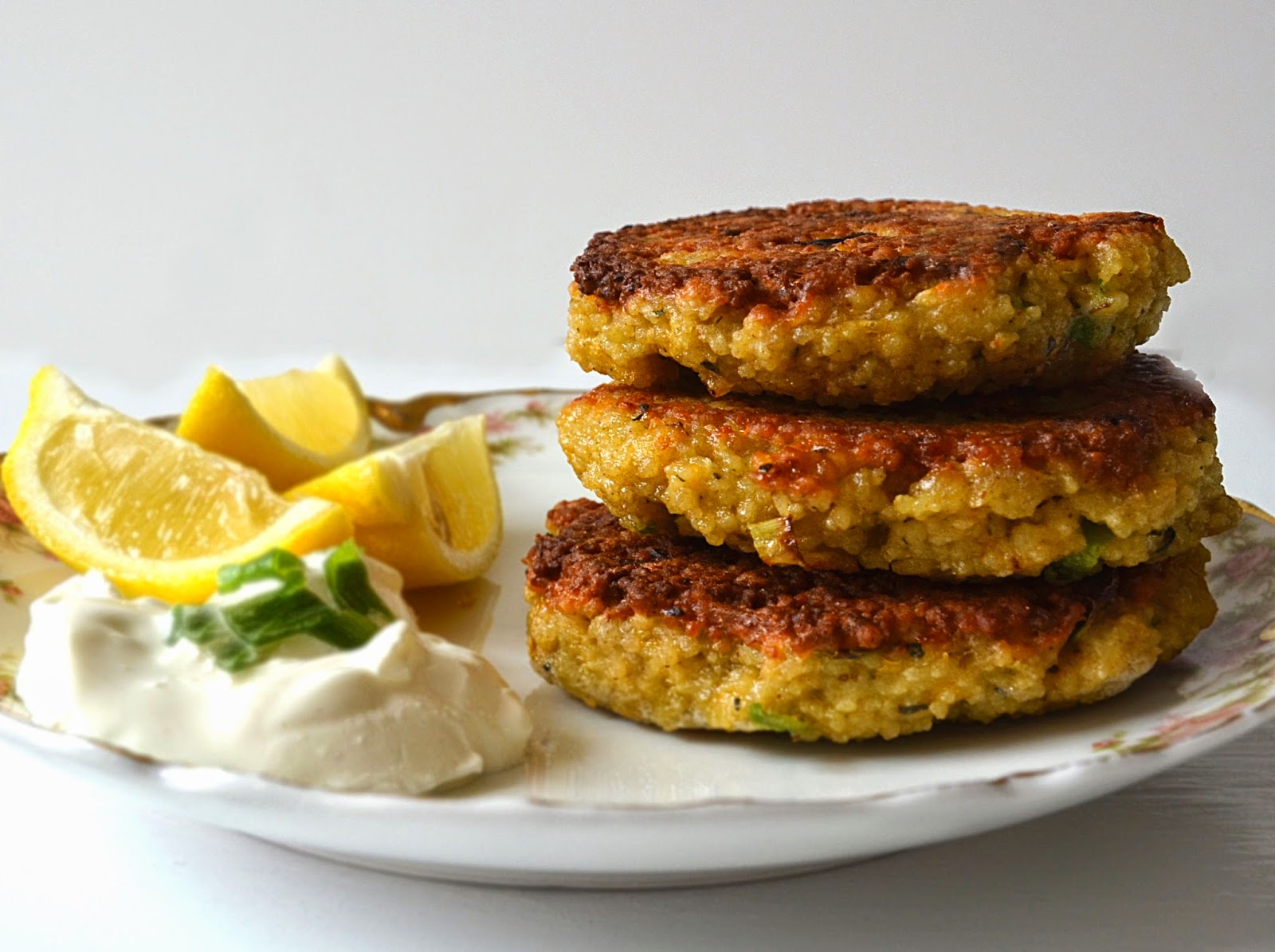 Sew French Lemon Scallion Couscous Cakes