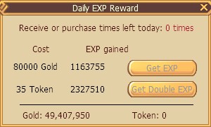Serenia Fantasy Online Exp Reward
