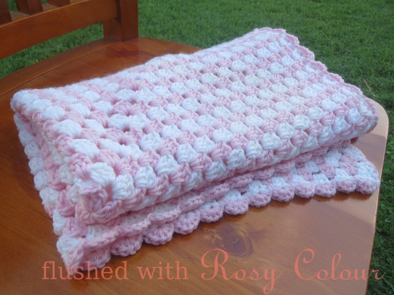 Flushed with Rosy Colour Pink and White Square Baby Rug