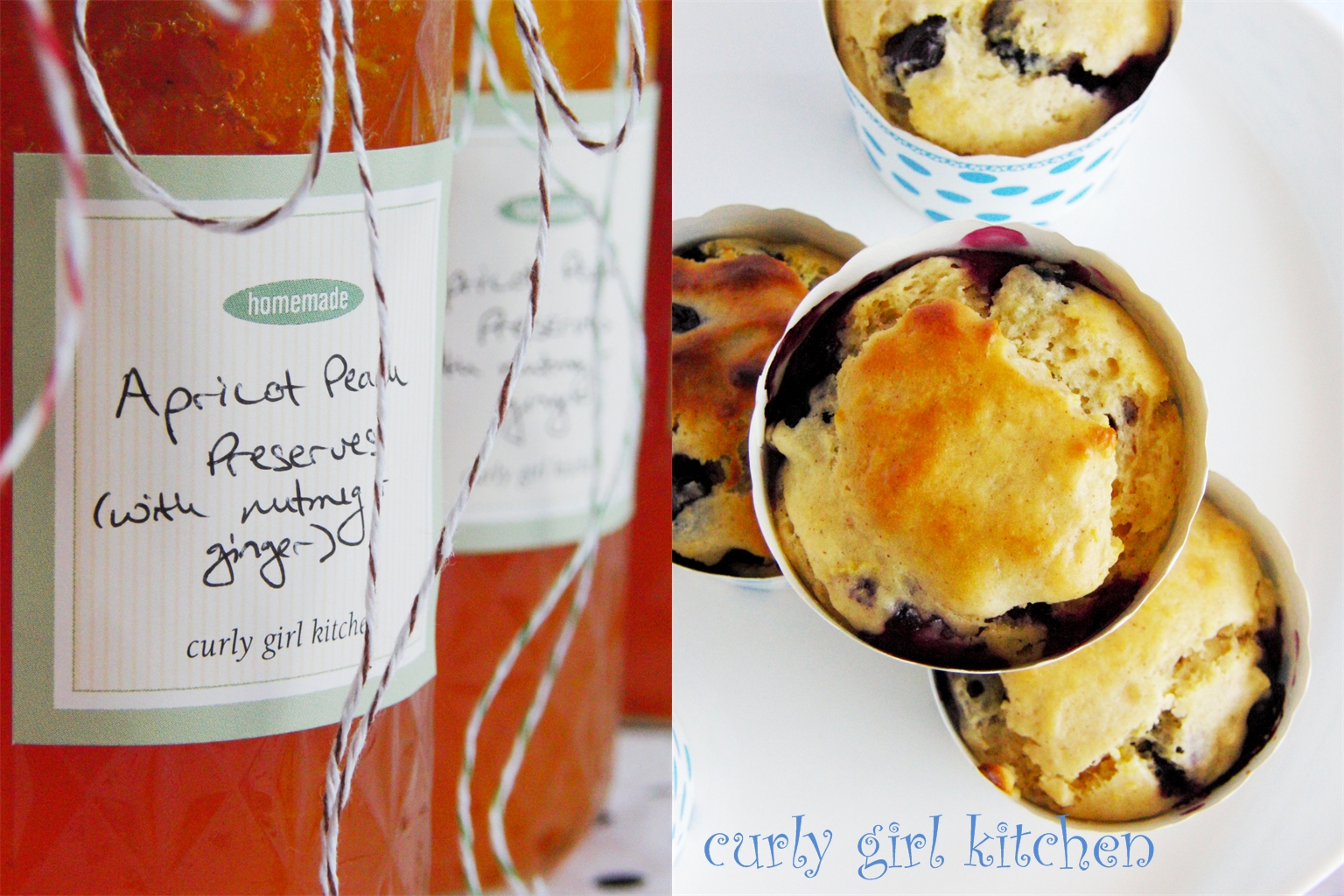 Curly Girl Kitchen Lemon Blueberry Muffins and Apricot Peach Preserves