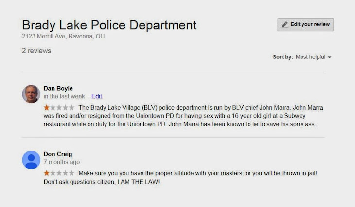 Brady Lake Village police chief John Marra makes the whole village look bad !