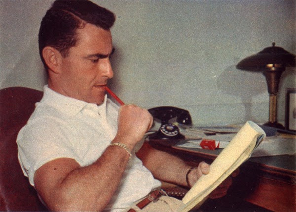 "Twilight Zone" creator, writer, director Rod Serling at his desk.