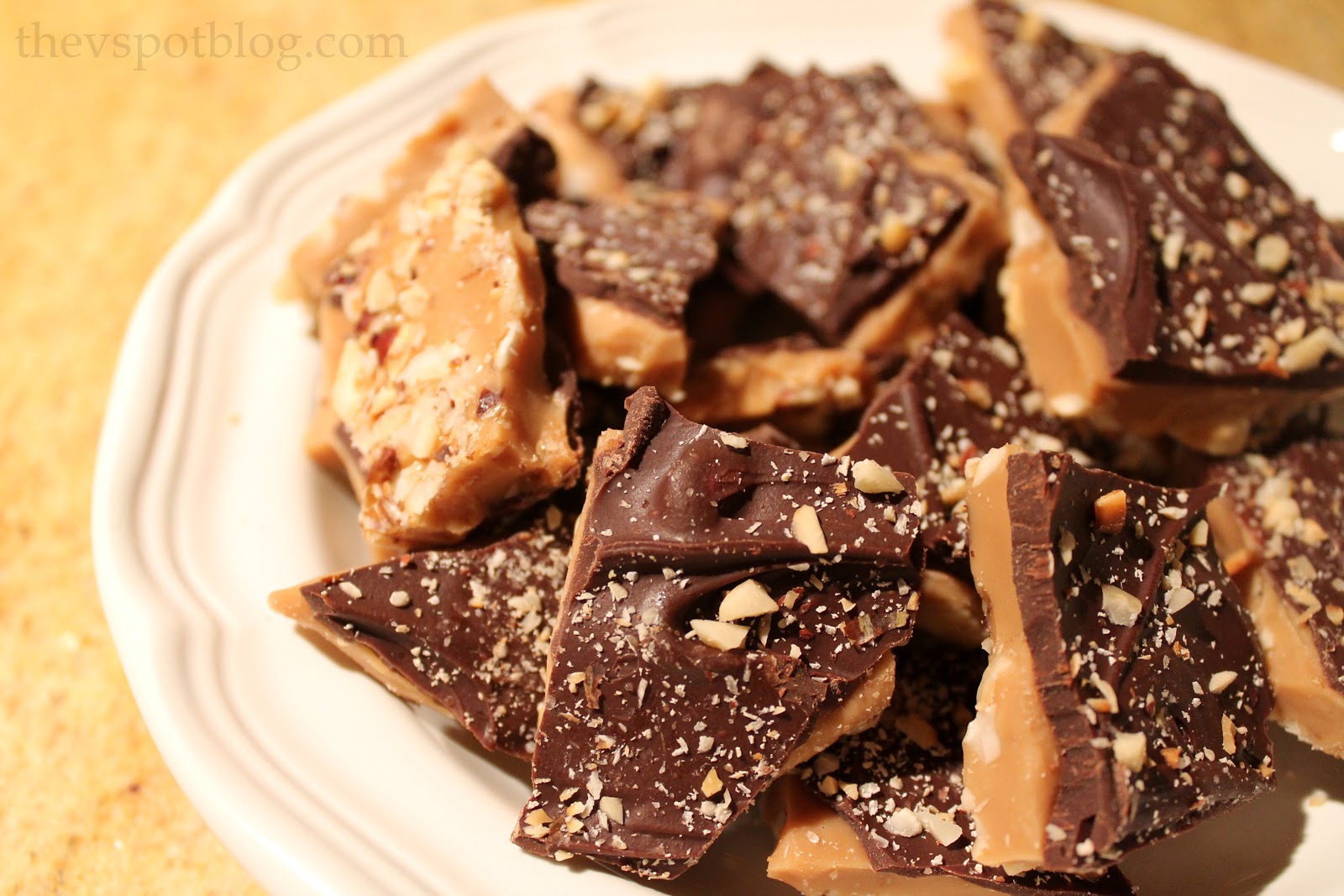 Chocolate hazelnut butter toffee brittle. Yum! The V Spot