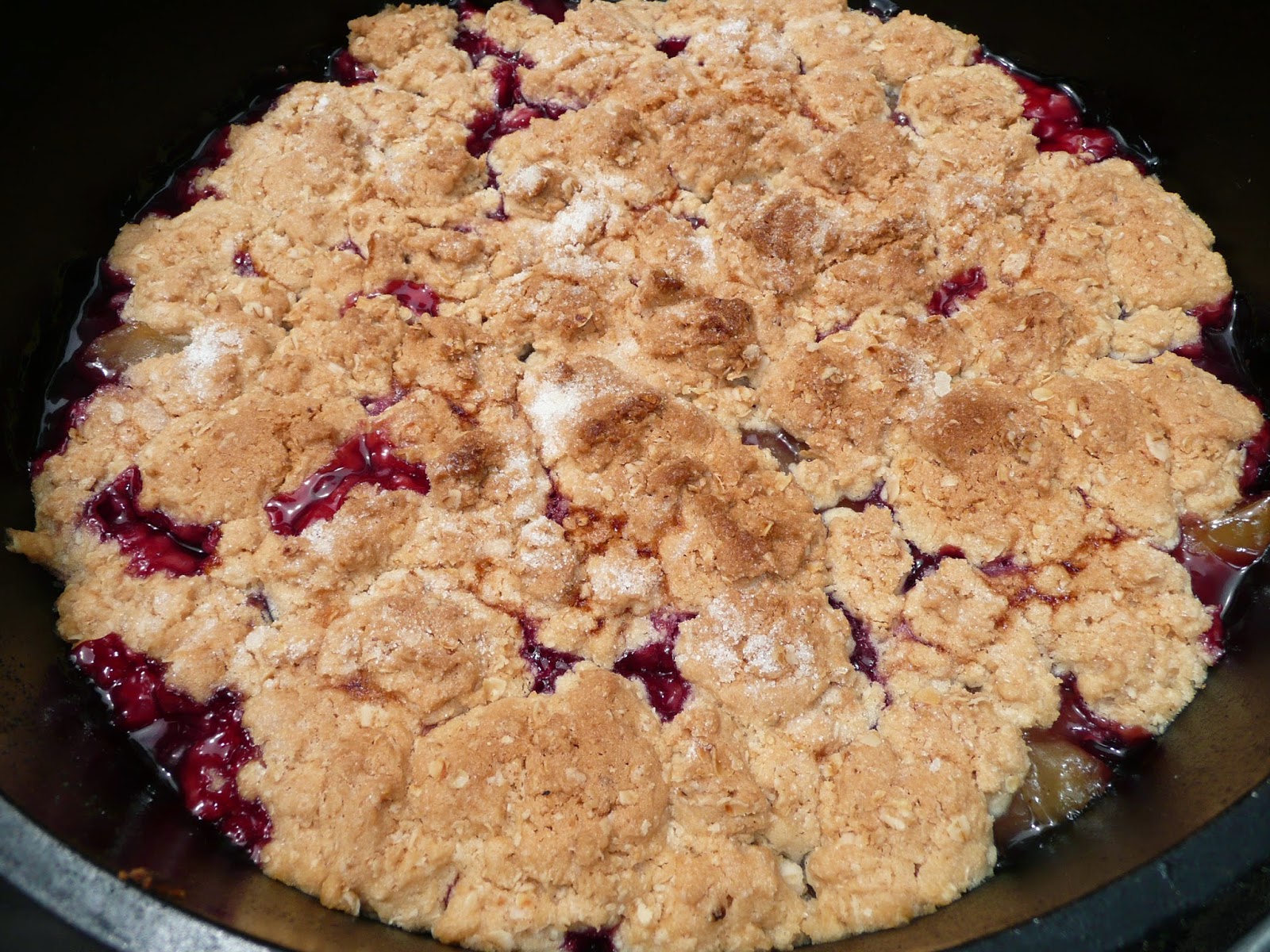 Everyday Dutch Oven Apple Raspberry Cookie Cobbler