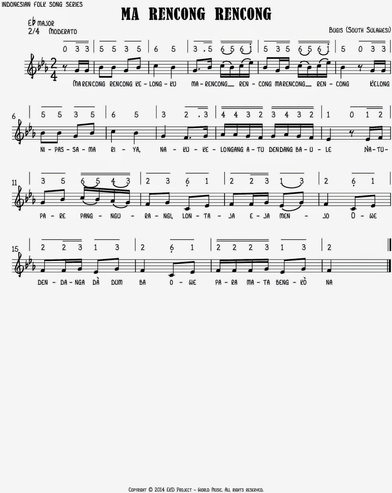 Kumpulan Lagu Daerah asal Sulawesi selatan