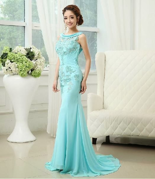 tiffany blue evening gown