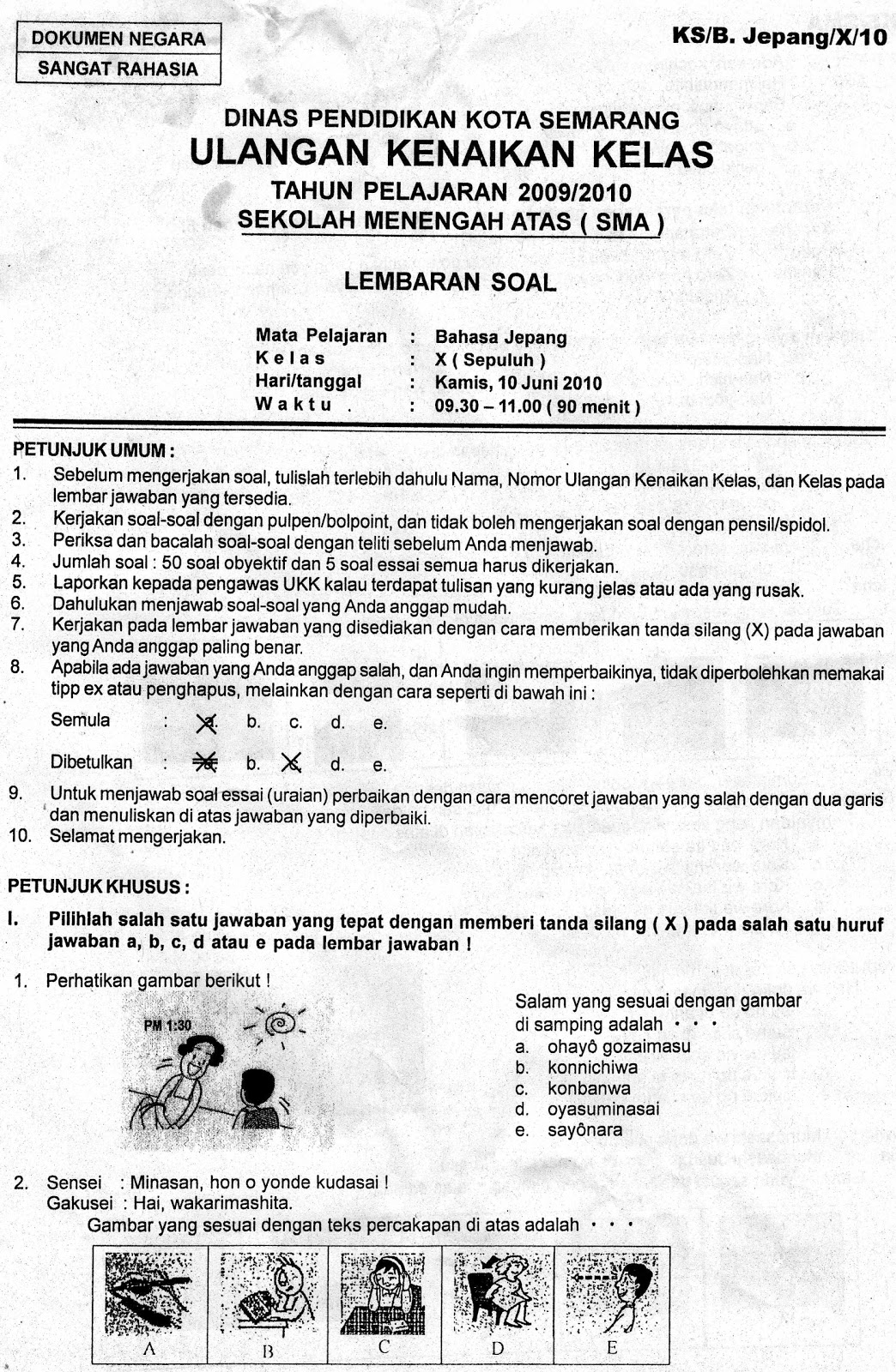 Contoh Soal Bahasa Jepang Kelas 10 Semester 1 Beserta Jawabannya Contoh Soal Terbaru