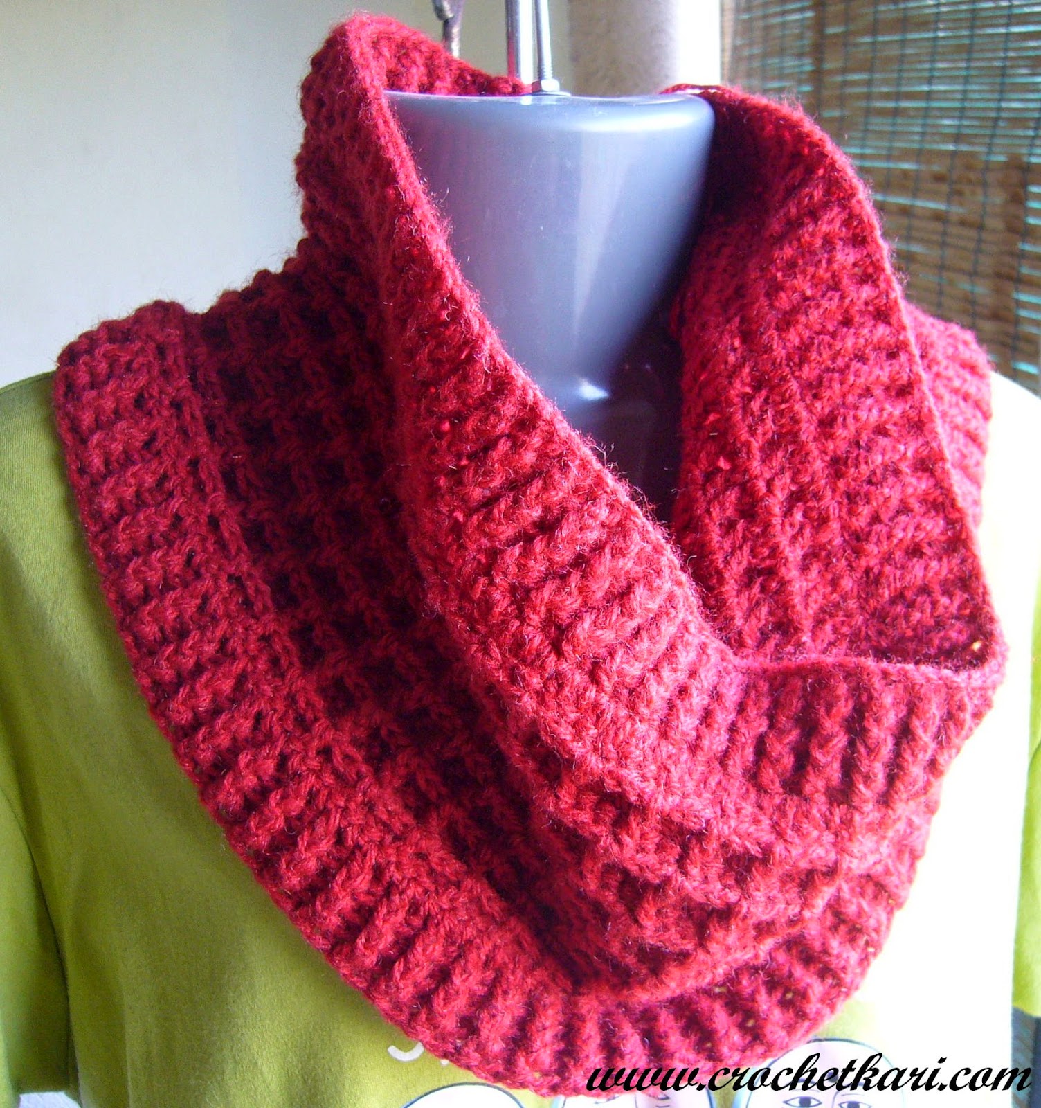 crochet waffle stitch cowl pattern