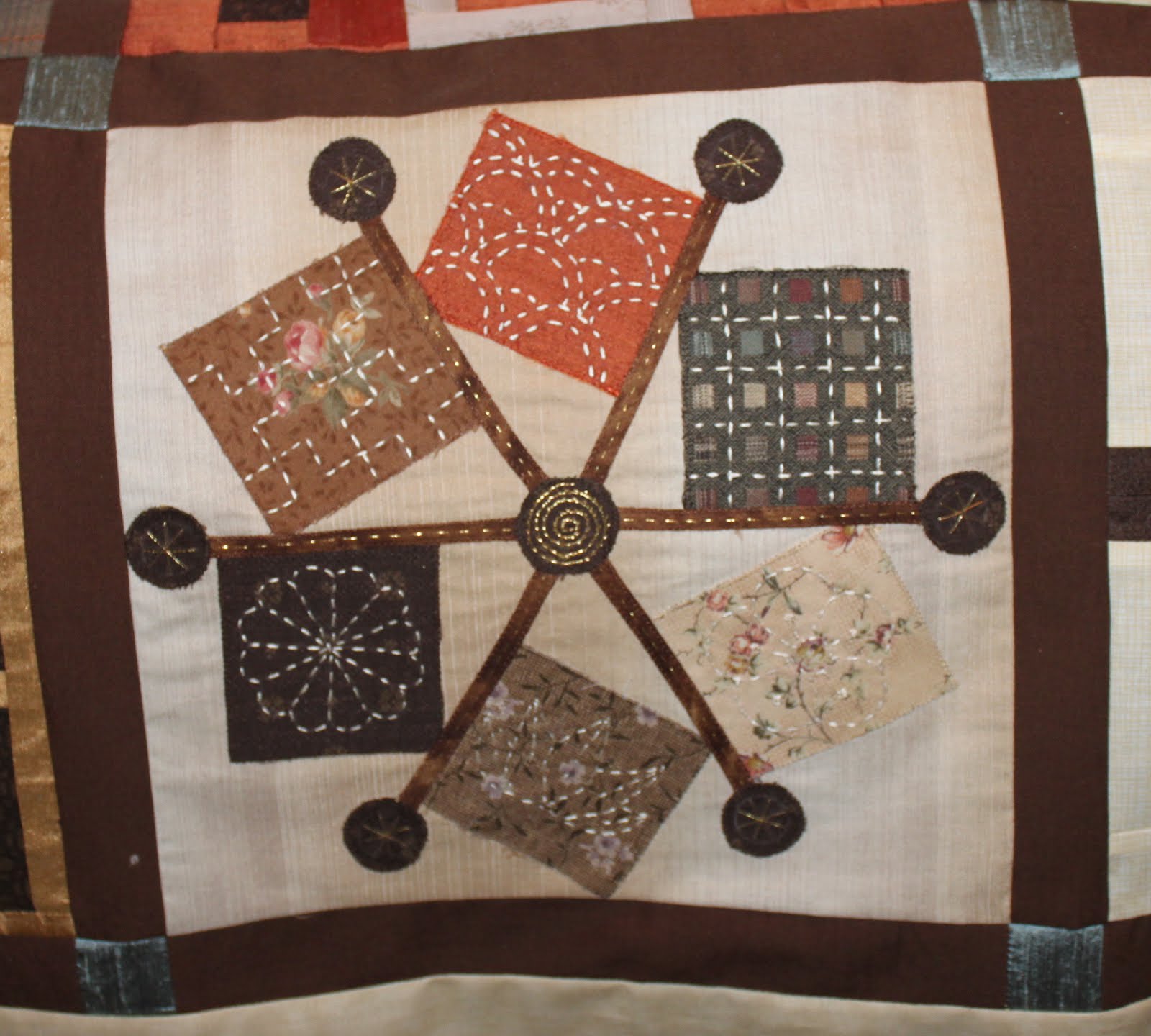 sashiko and other stitching Anna's Japanese Quilt Blocks and Taupes