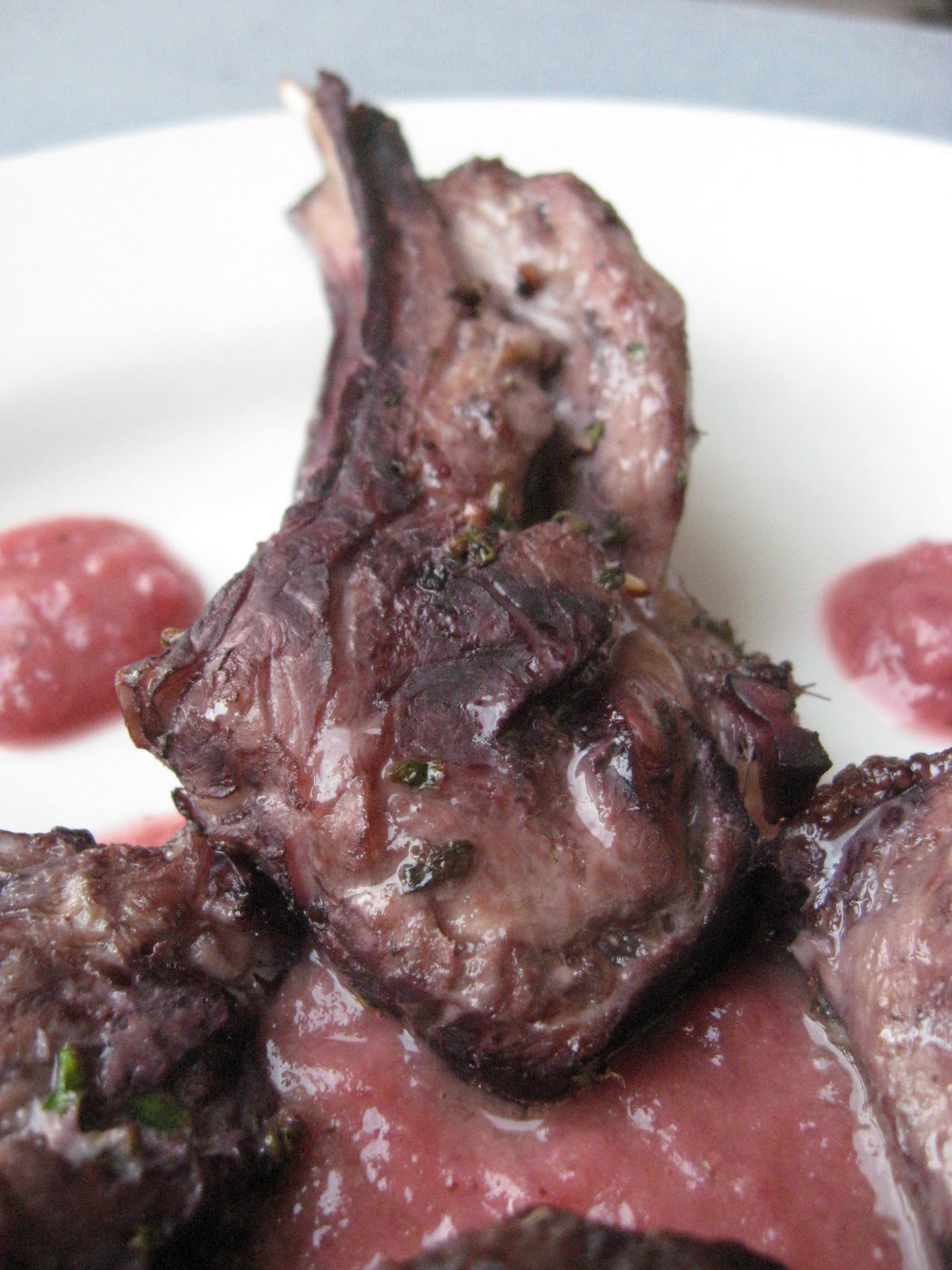 Morsels and Musings goat cutlets w rhubarb agrodolce sauce