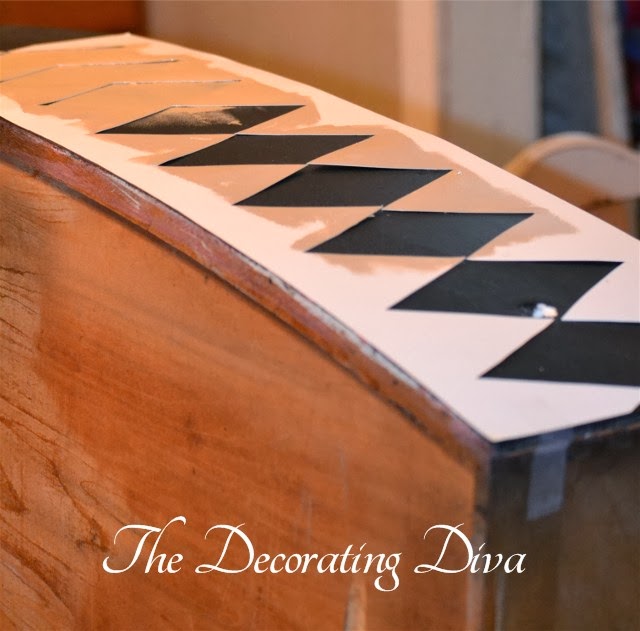 Turning A Dresser Into A Gorgeous Harlequin Stenciled Dresser By The Decorating Diva - Featured On Furniture Flippin' - www.FurnitureFlippin.com