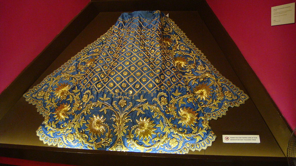 A precious mantle of Our Lady of Manaoag at the shrine museum, c. 1870