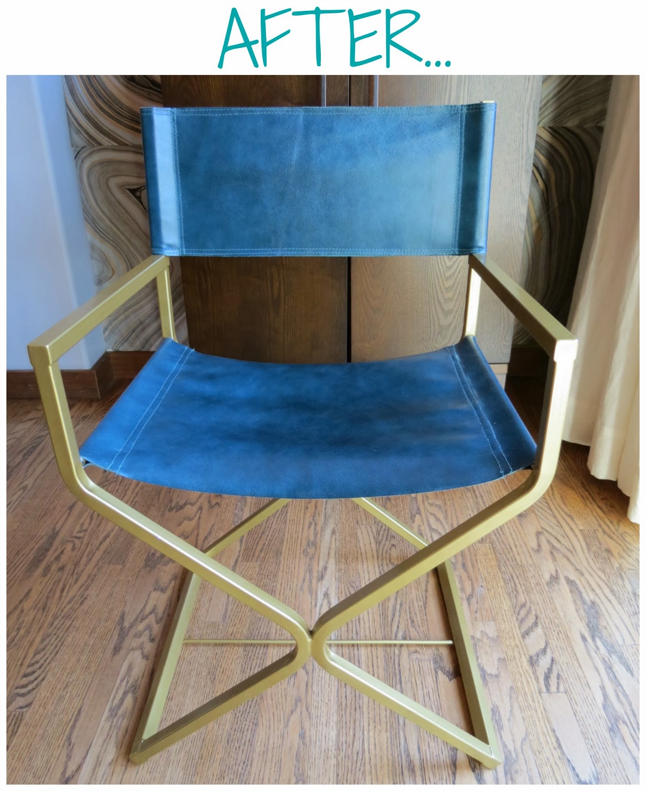 Rosa Beltran Design SNEAK PEEK BRASS & PEACOCK BLUE LEATHER DINING