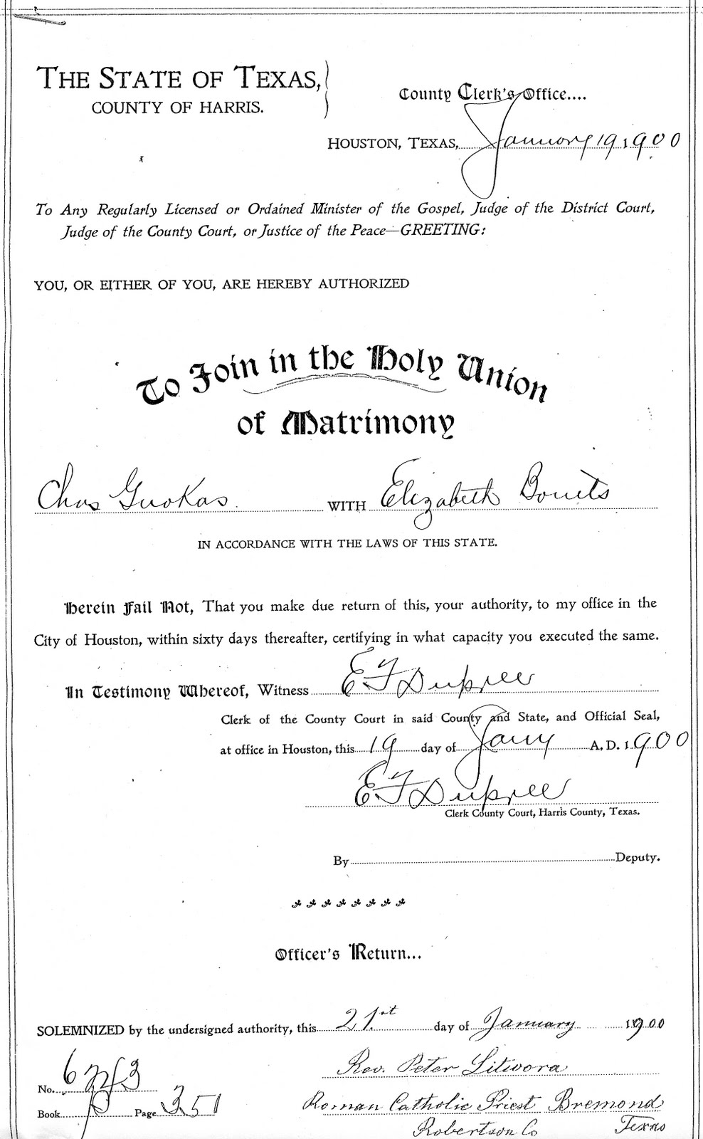 license from Harris County