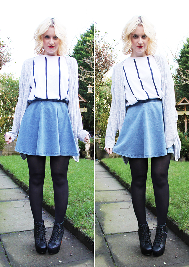 DENIM SKATER SKIRT Who What Claire