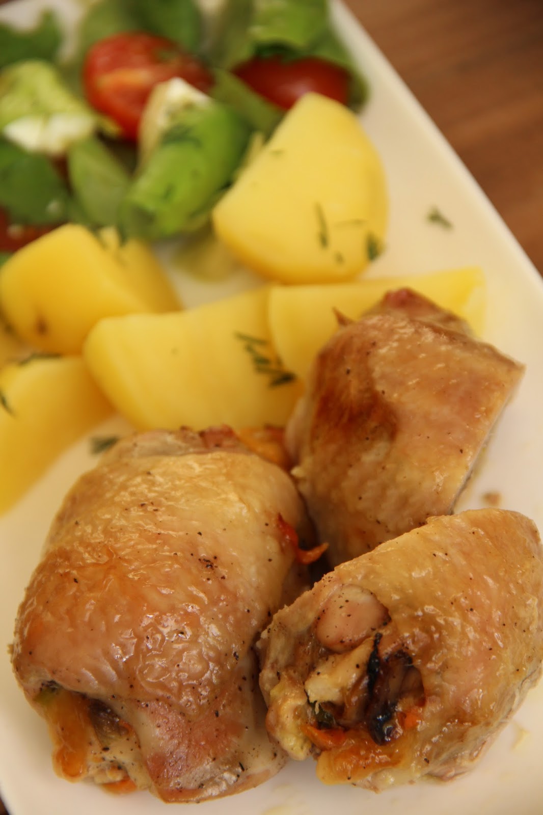 Udka Faszerowane Pieczarkami Porem I Marchewka Food Vegetables Chicken