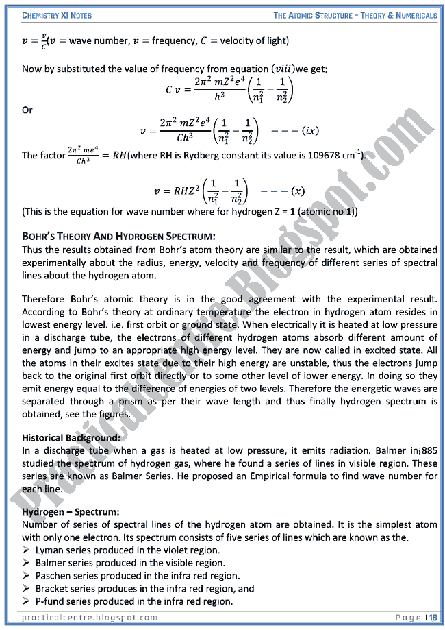-The Atomic Structure - Theory And Numericals (Examples And Problems) - Chemistry XI