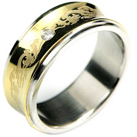 Stainless Steel Gold Dragon Zirconia Band Ring 