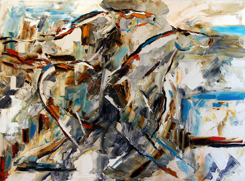Equine Artists International Racing The Fence Abstract Horse