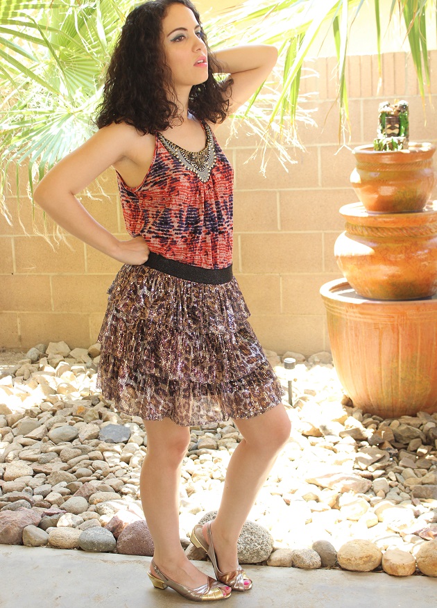 Libertad Green Leopard Sequin Skirt