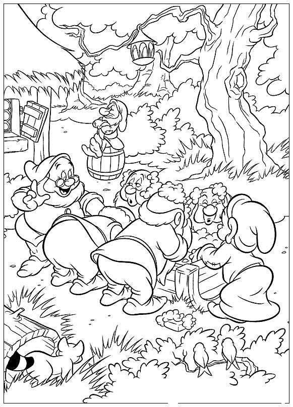 Kids Under 7: Snow White and the Seven Dwarfs Coloring Pages. Part 1