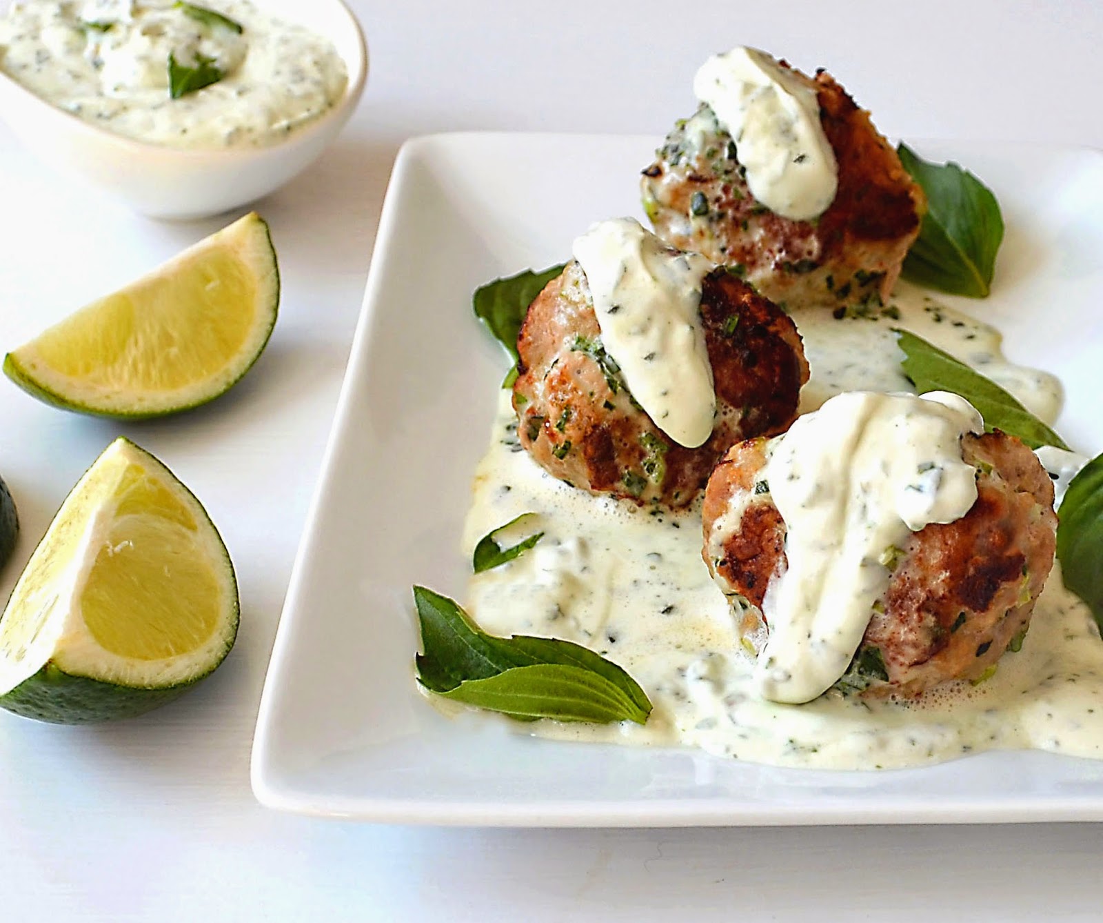 Sew French Green Curry Meatballs With Creamy CoconutBasil Sauce
