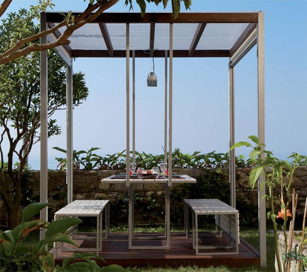 Moderno Gazebo de Diseño construido con Madera y Acero
