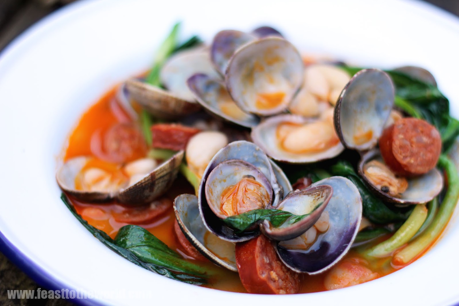 FEAST to the world Clams, Chorizo, Wild Garlic and Cannellini Beans