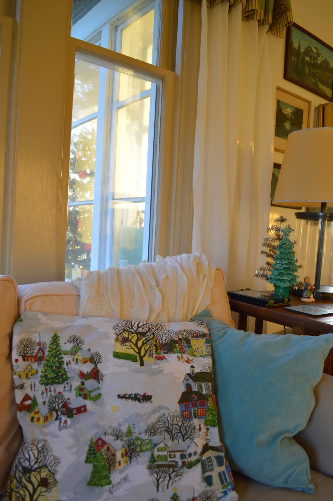 a holiday project my version of pottery barn winter village pillows