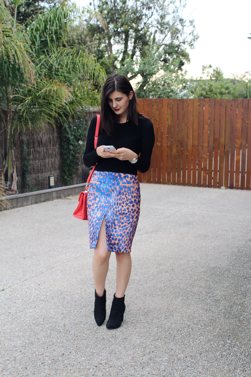 like a harte, likeaharte, australian bloggers, australian fashion bloggers, fashion bloggers, cameo the label, the recovery skirt, ivana, ivana petrovic, how to wear a colorful skirt, colorful skirts, leopard print skirt, ankle boots, winter outfits,