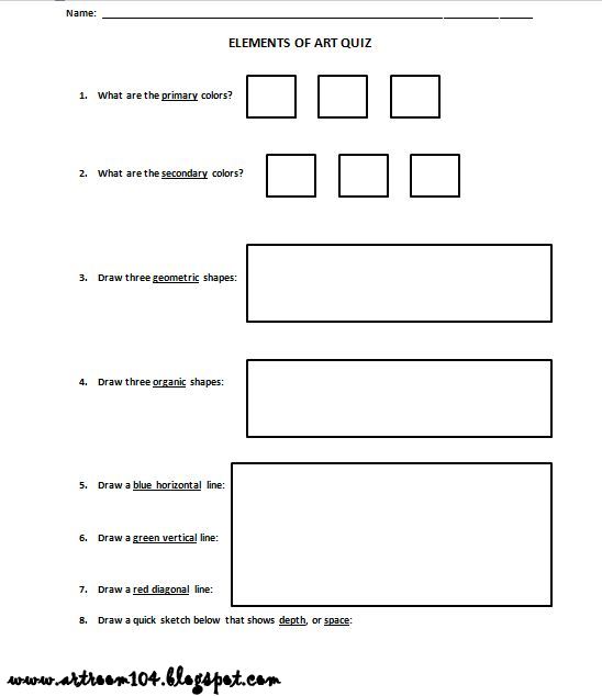 Art Room 104 2nd Grade Elements of Art Quiz