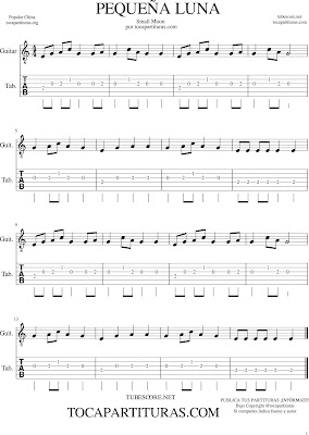 Tubescore Little Moon Tab Sheet Music for Guitar Traditional China Song