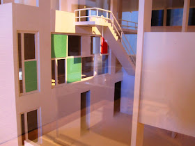 View of internal courtyard of a model of Le Corbusier's Villa Shodhan.