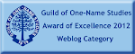 Guild of One-Name Blog Award