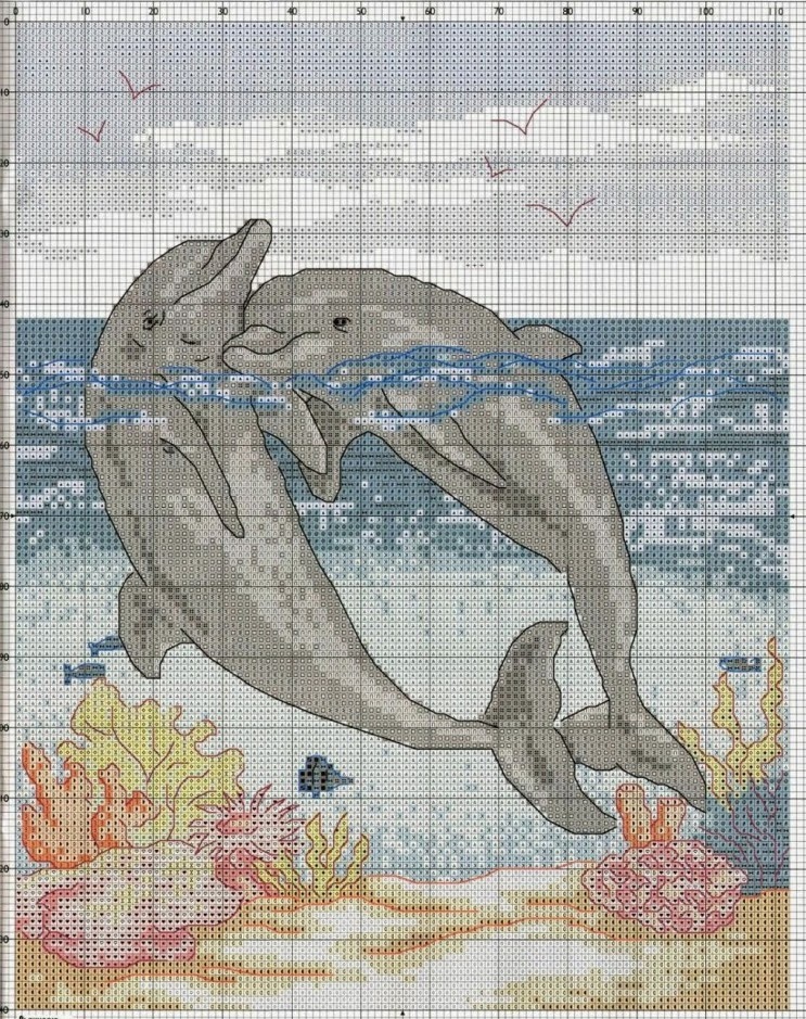 GRAFICOS PUNTO DE CRUZ GRATIS : DELFINES(22)