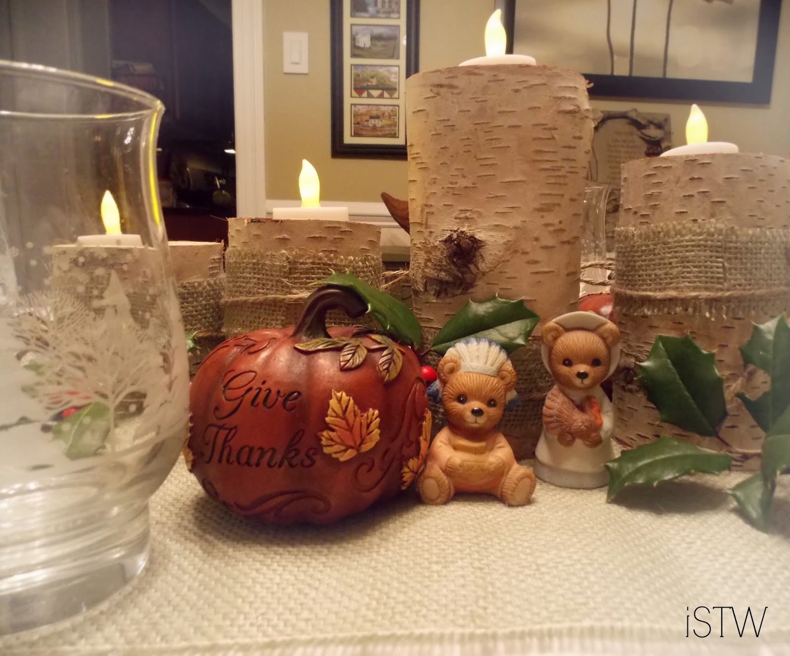 iSavor the Weekend DIY Birchwood Candle Holders Centerpiece