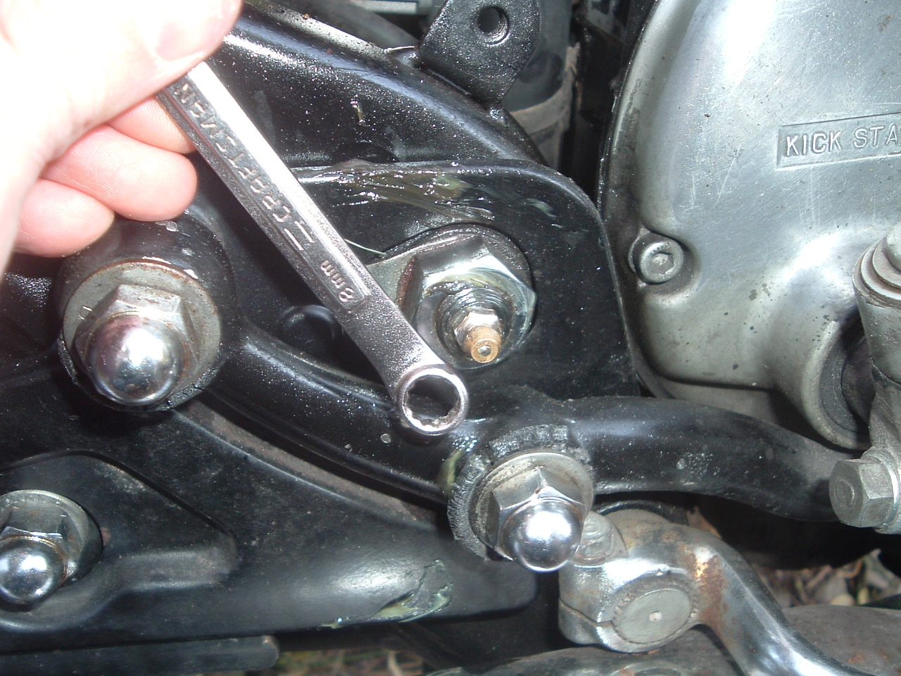 Crying Nines A broken swingarm bolt grease fitting for XS650