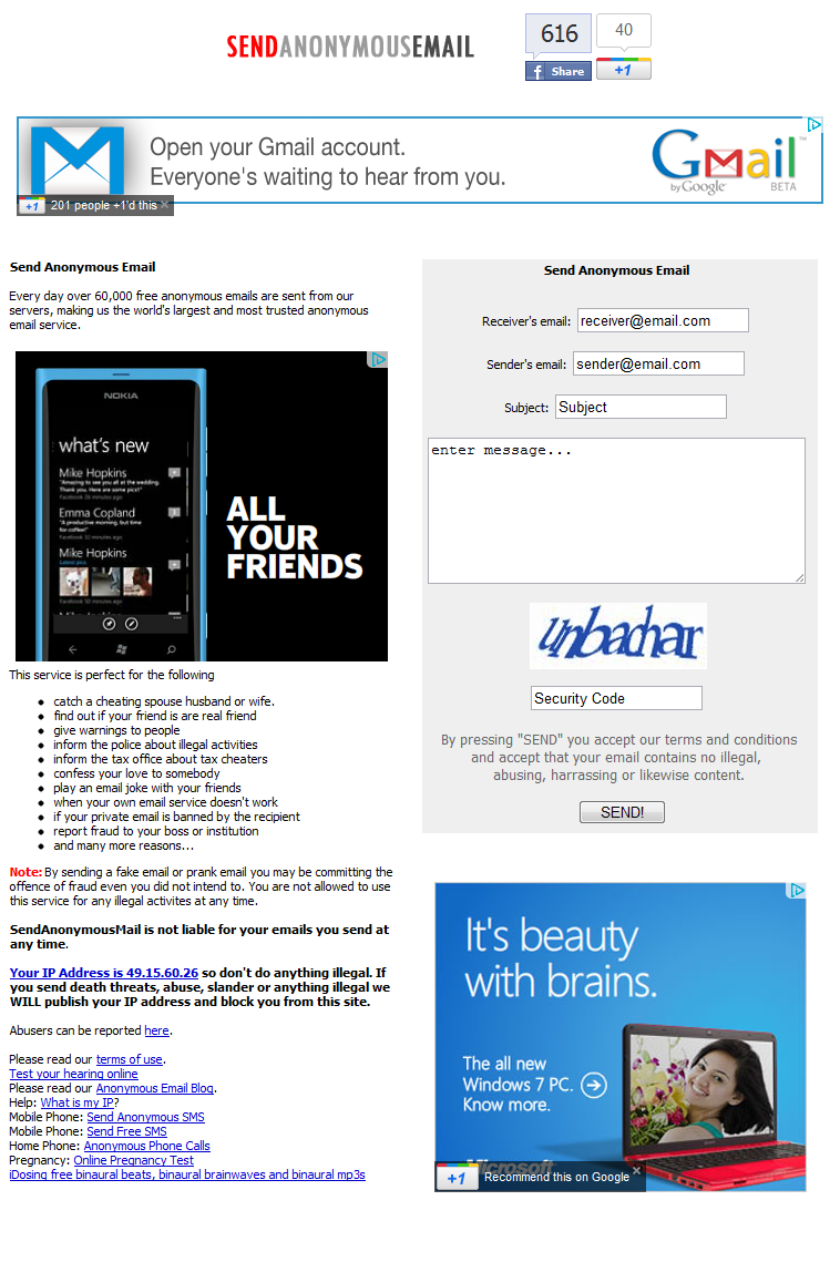 send anonymous mails