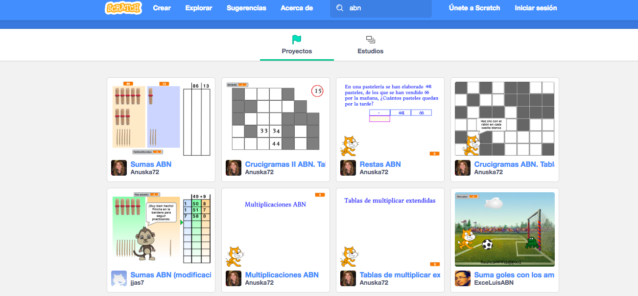 RECOPILACIÓN JUEGOS ABN EN SCRATCH