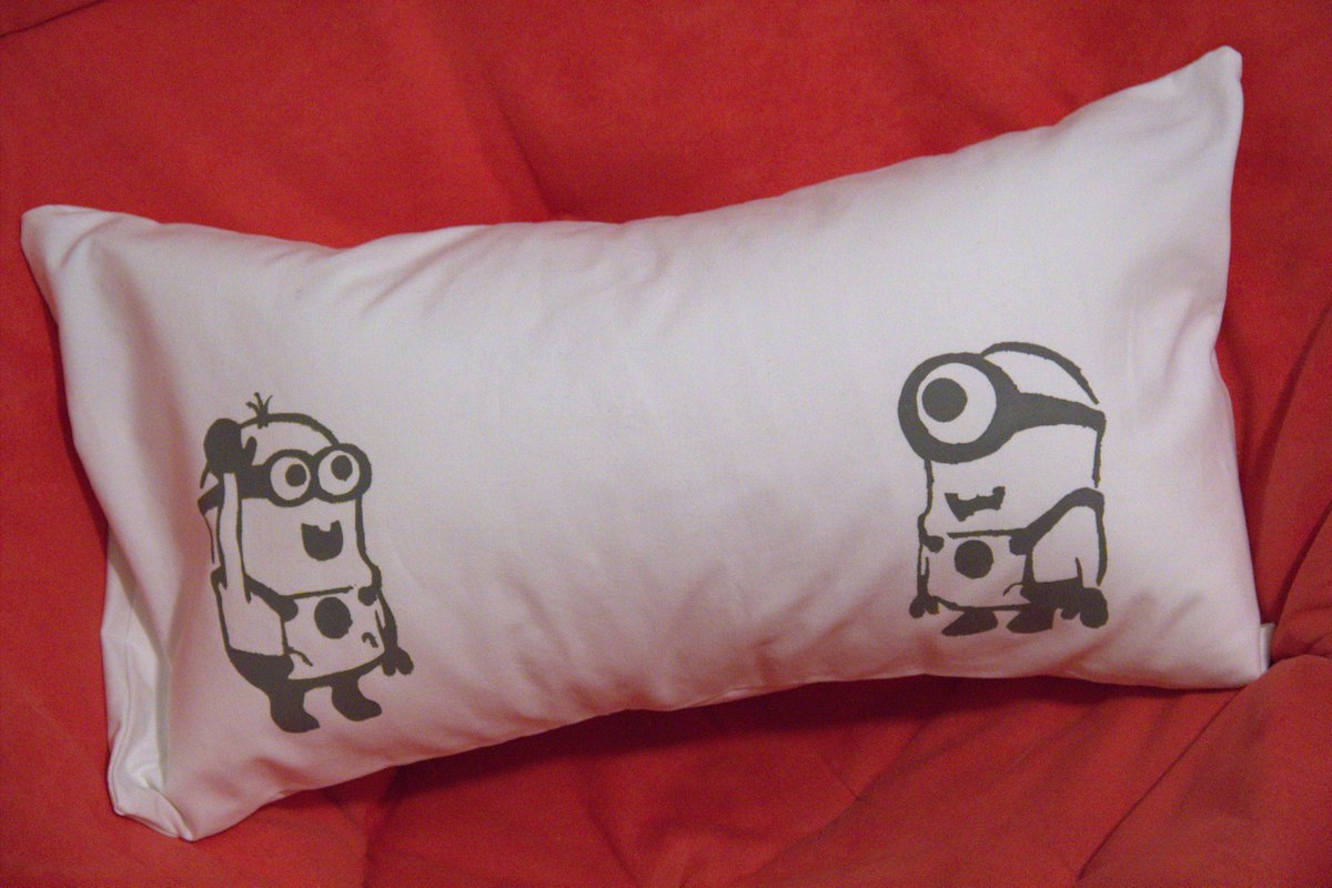 Handmade Mayhem Freezer Paper PaintingMinion Pillow