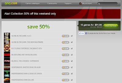 Screenshot of Atari sale on GOG website