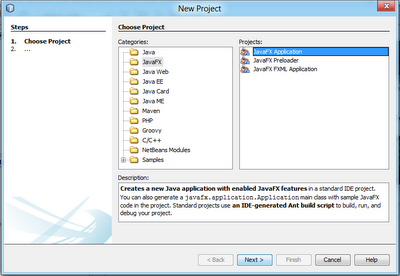 New a project of JavaFX Application New a project of JavaFX Application