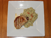 Drunken Pork Chops and Savory Green Rice with Fontina