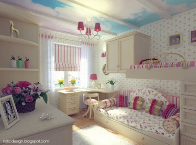 Cama beliche em quarto de menina Cama beliche em quarto de menina