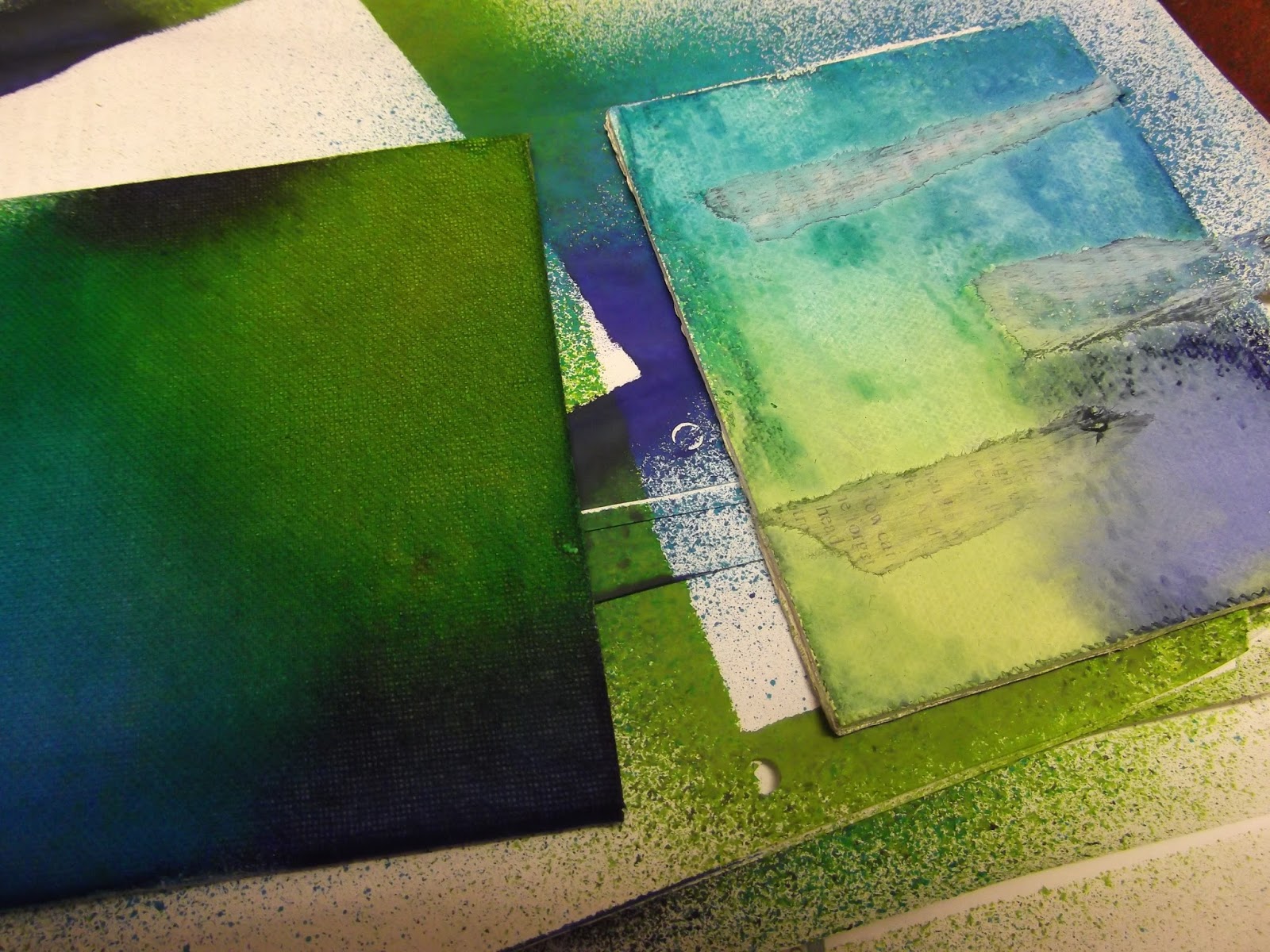 Kezzy's Crafty Journey Dylusion Sprays on Canvas with and without