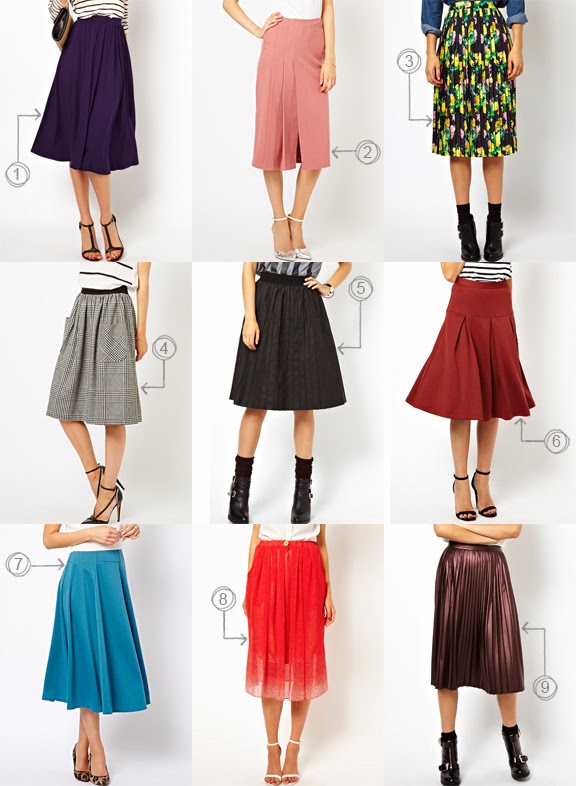knee length skirts asos
