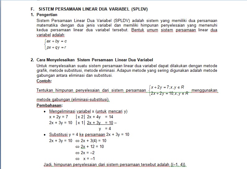 Kumpulan Soal Matematika Un Smp Sistem Persamaan Linear Dua Variabel Spldv