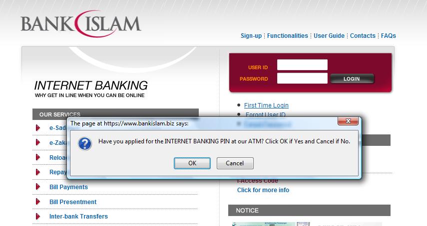 Banking internet bank islam cdm bank