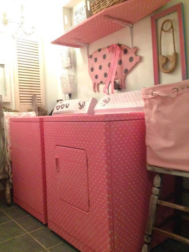 Maison Decor Pink Polka Dotted Washer and Dryer
